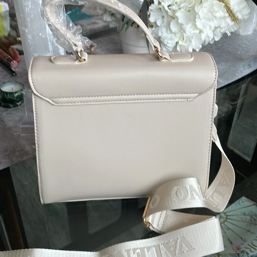 Valentino Orlandi Cream Satchel with Gold Hardware